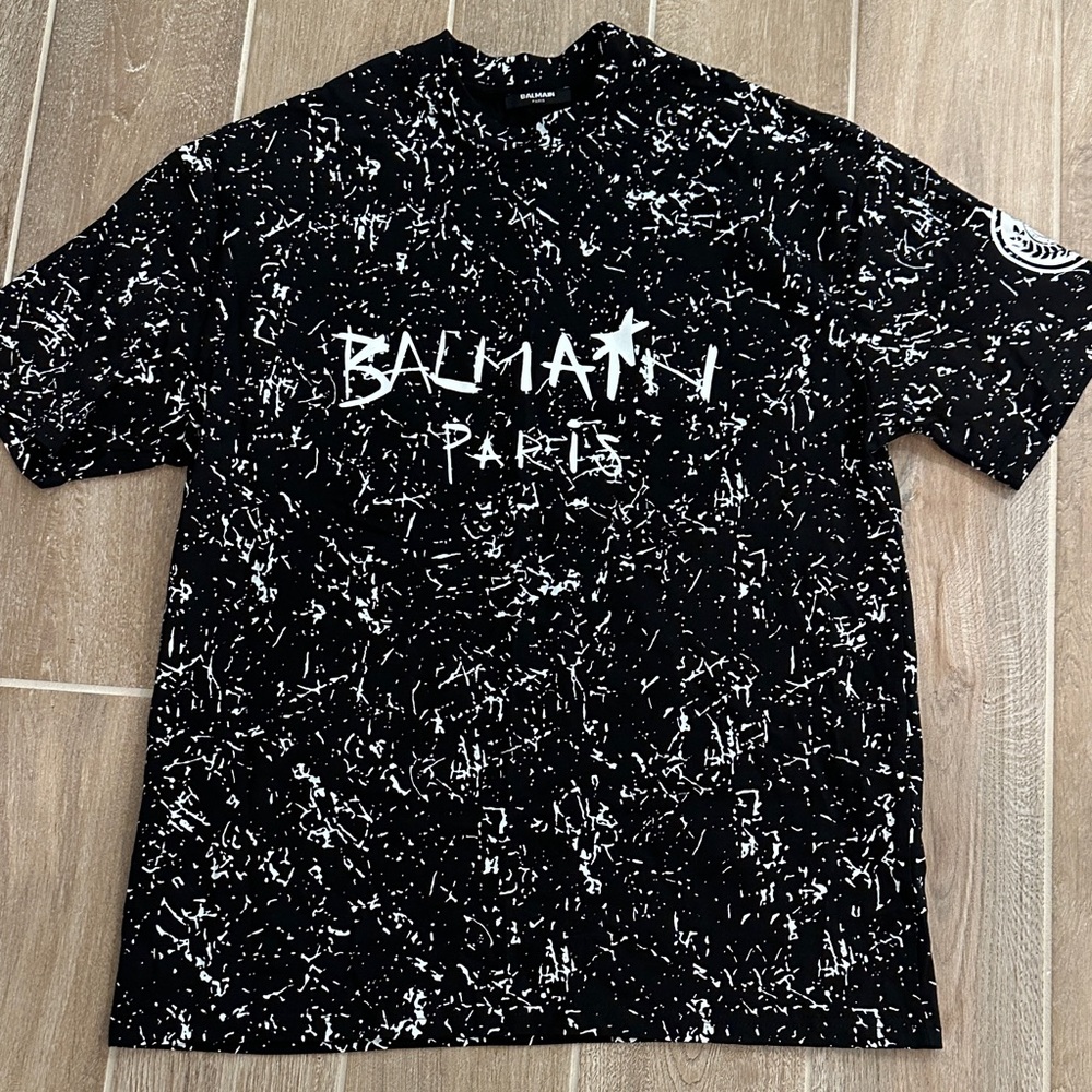 Balmain Black and White Graphic Men's Shirt